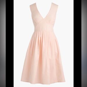 J Crew Women’s Faille Pink Fit & Flare V-Neck Dress 4P Cotton Silk